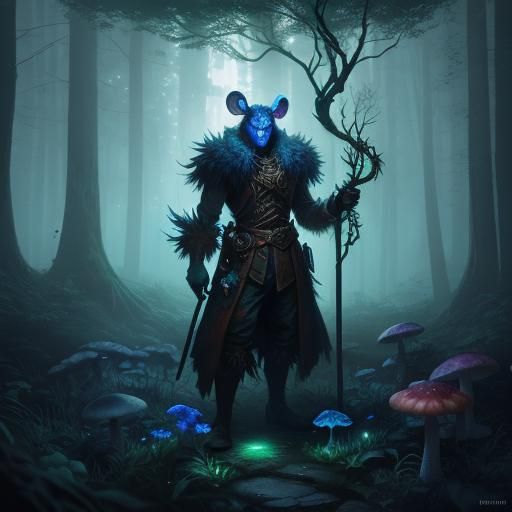 Heroic Human-Mouse Hybrid in Mystical Forest