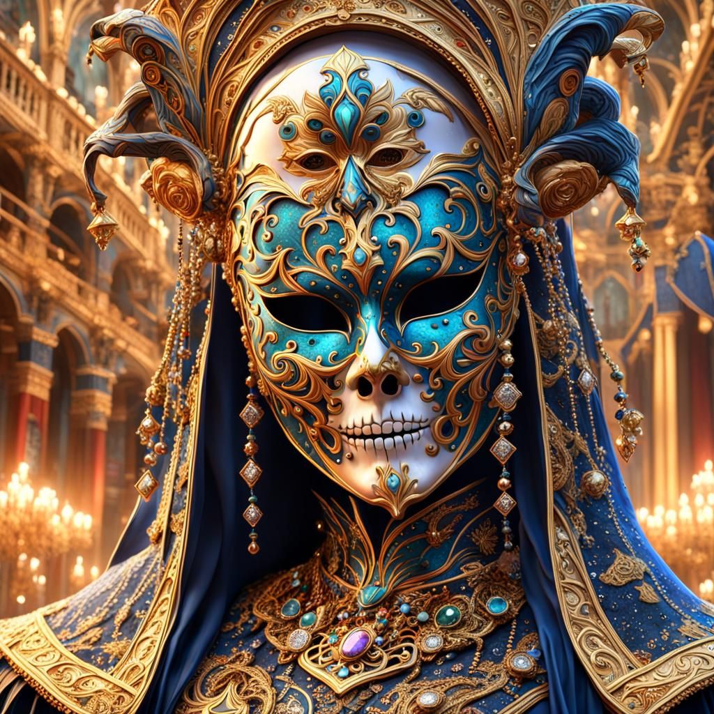 Lady Death's Jeweled Venetian Mask Art
