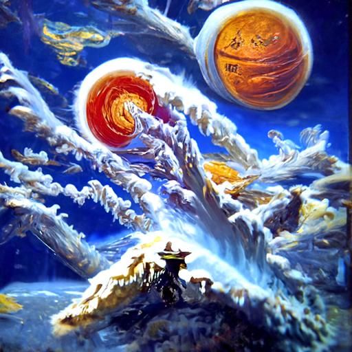 Goku in Space: An Oil Painting