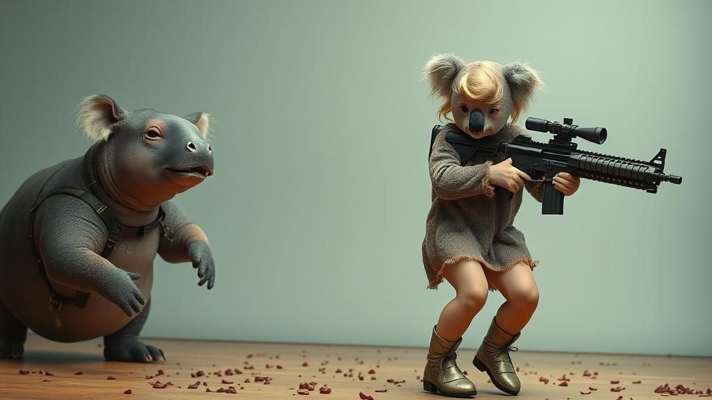 Koala Warrior Battles Chimera with Michael Bay Effects