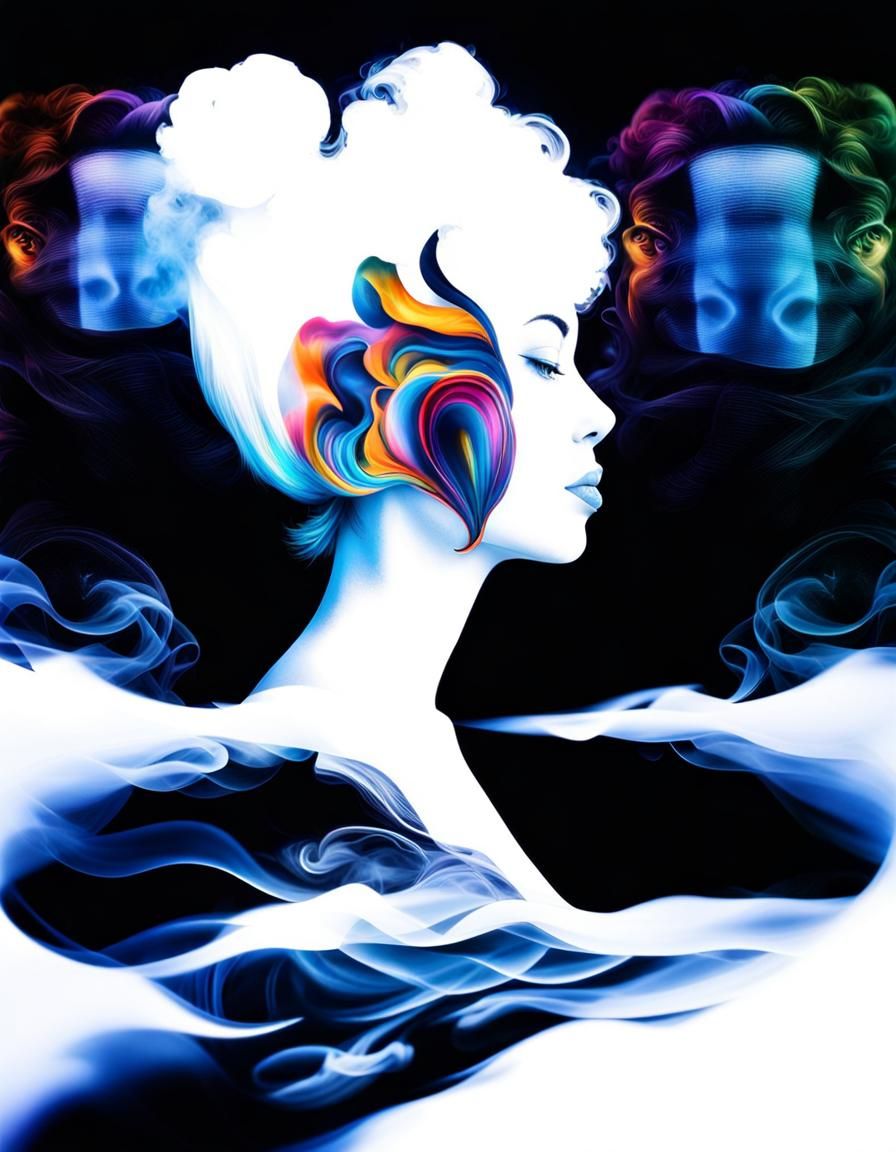 Smoky Silhouette: Double Exposure Abstract Portrait