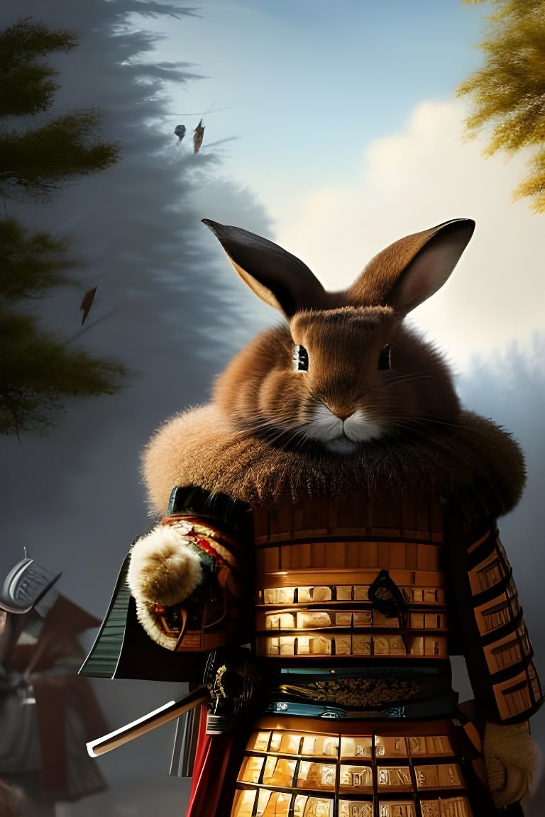 Samurai Rabbit Portrait in Hyper-Detailed Style