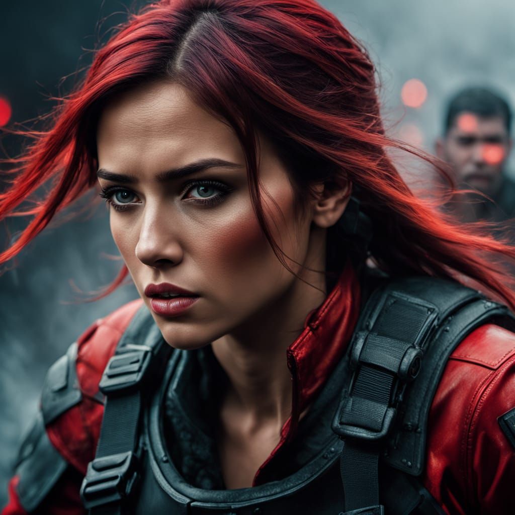 Female Commando Kick in Hyper-Realistic Digital Art