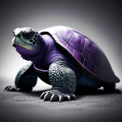 Cute Purple Turtle in Hyperrealistic Style