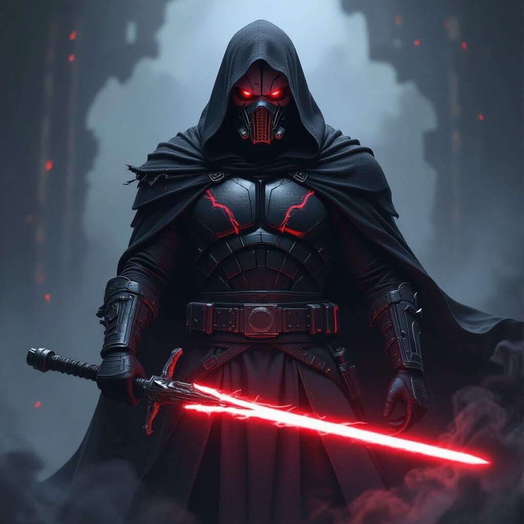 Darth Bane in Jagged Armor with Crimson Veins and Energy Swo...