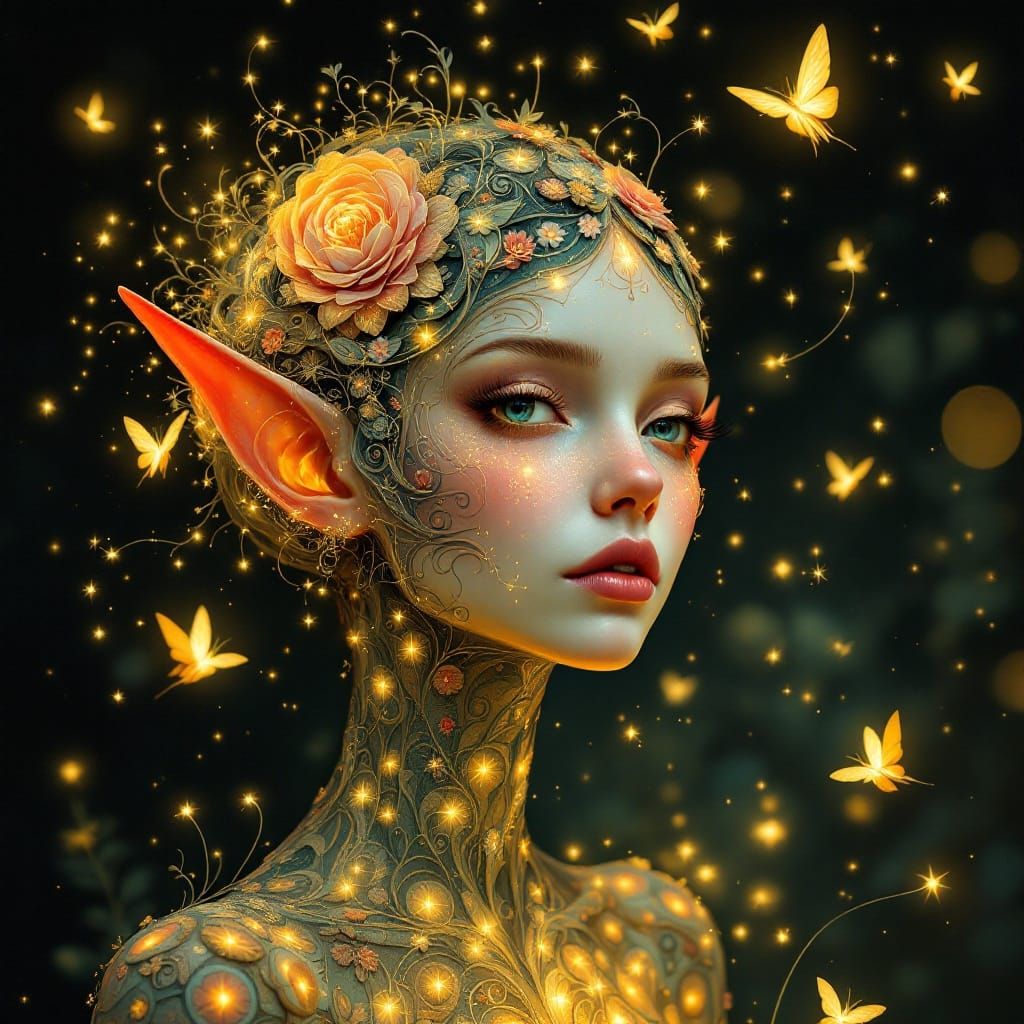 Botanical Fairy in Russian Folk Art Style