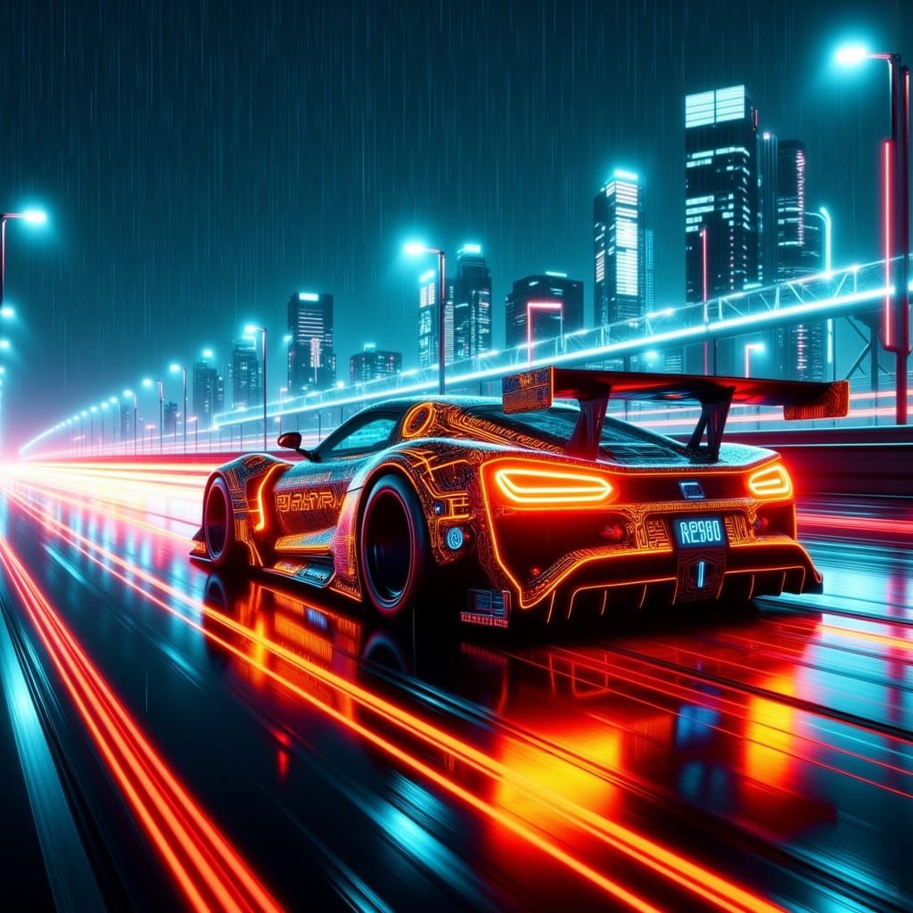 Cyberpunk Street Racer Roars Through Neon City