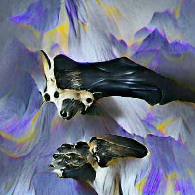 Saint Lupine: Man with Black Wings and Bear Skull