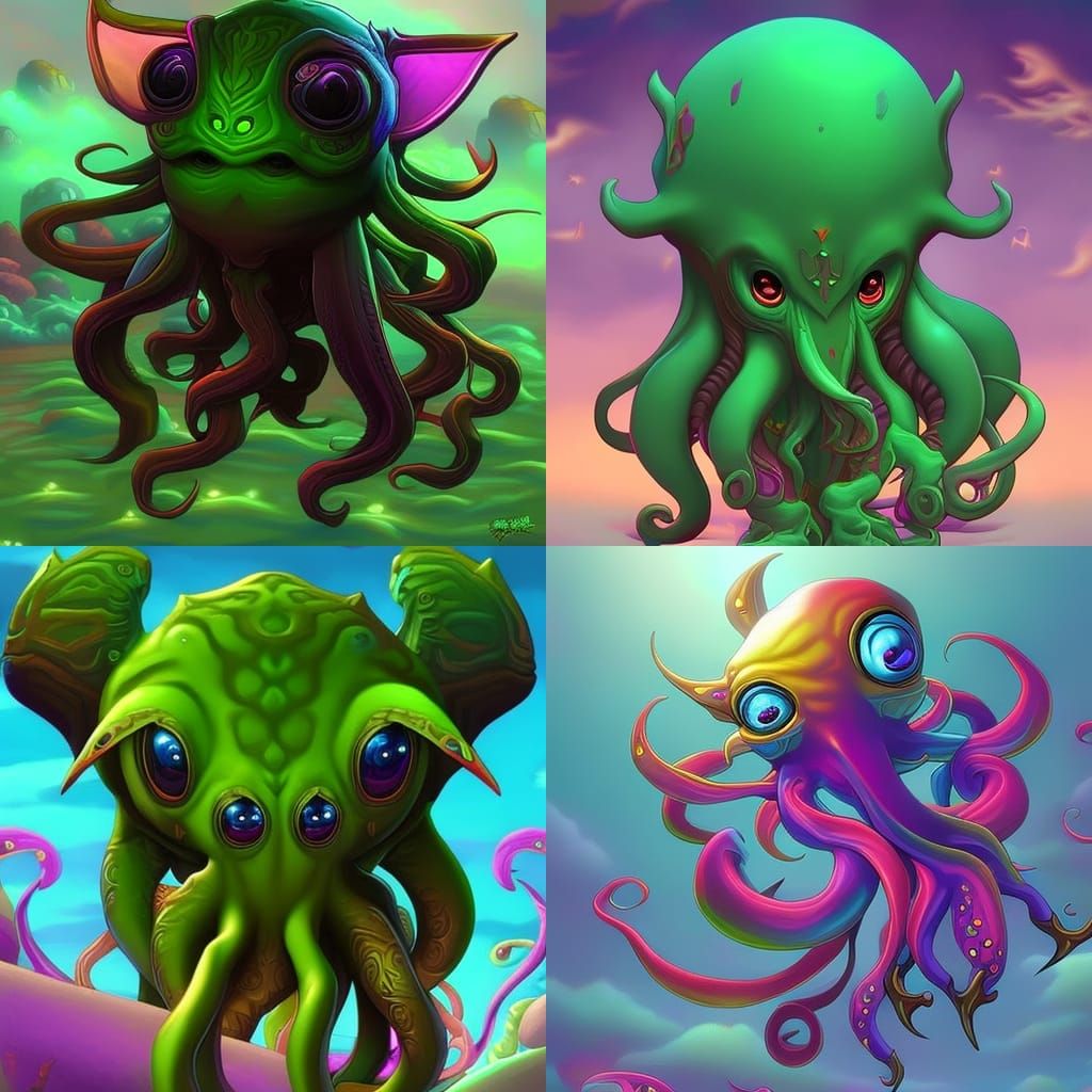 Super Cute Baby Cthulhu in Digital Art