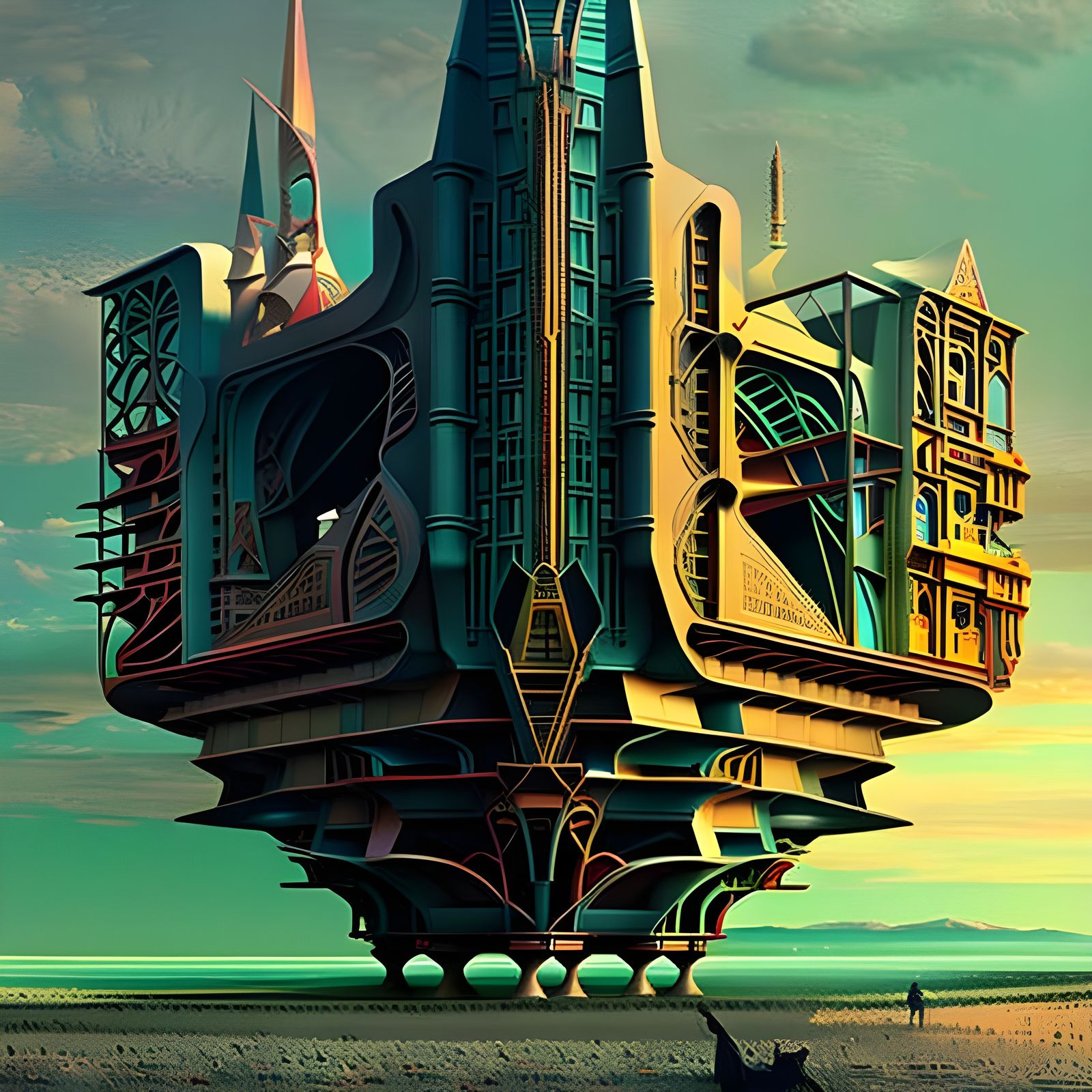 Surreal 'Architect' Image in Ornate, Intricate Style