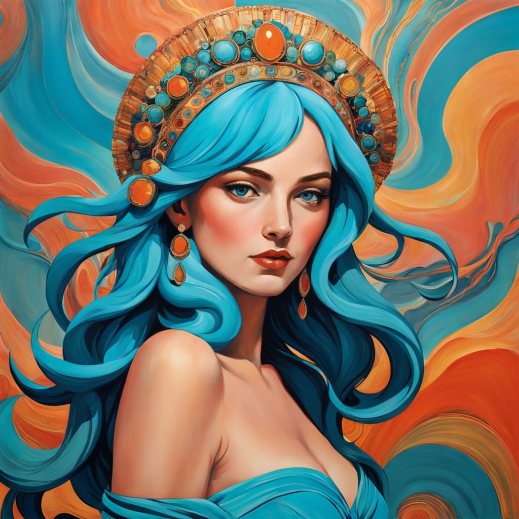 Surreal Goddess of Love in Vibrant Byzantine Mosaic Style