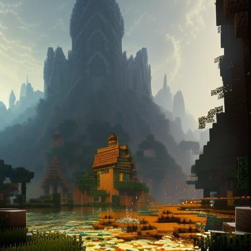 Minecraft Dark Fantasy Concept Art in 8K
