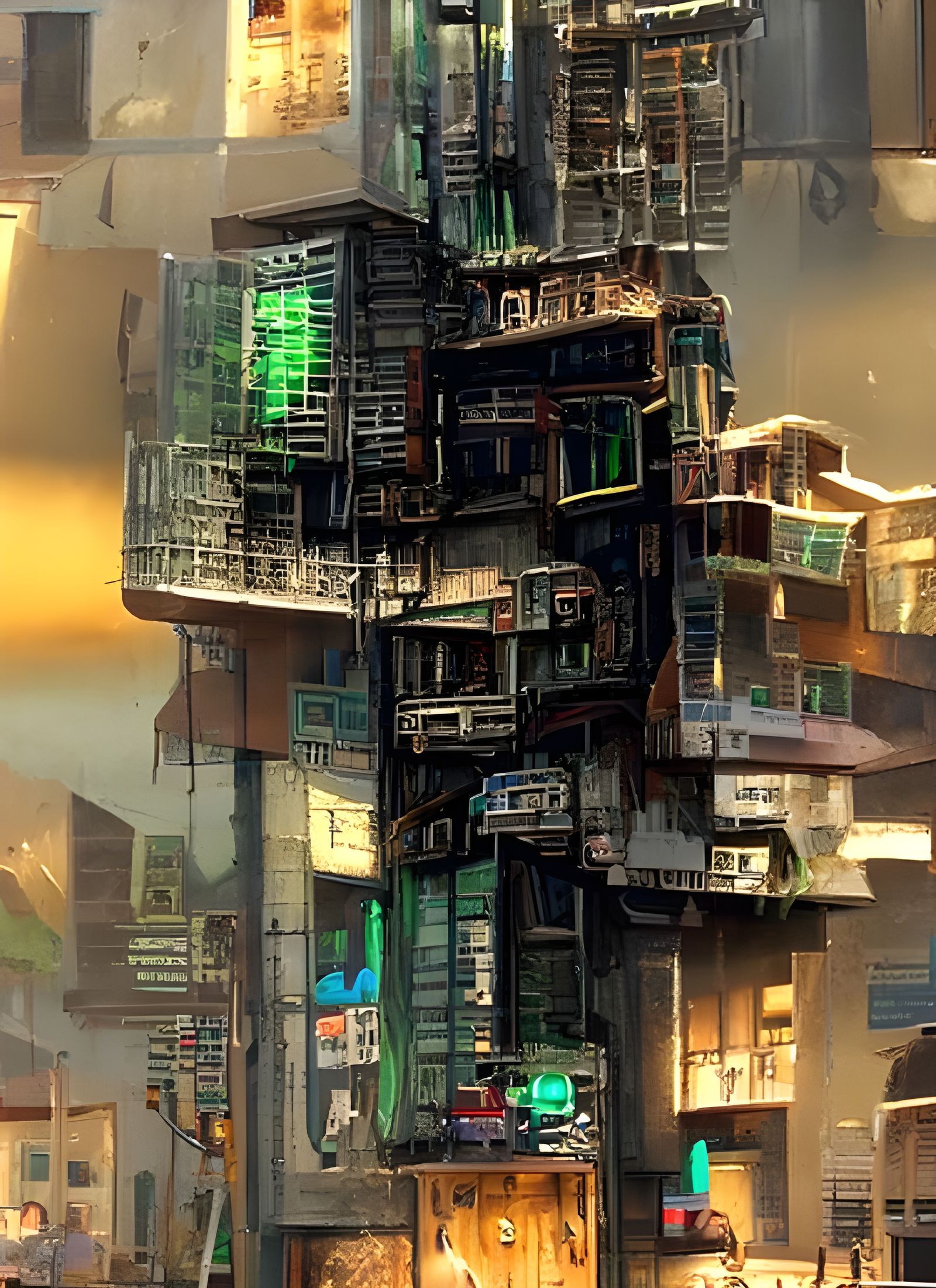 Futuristic Alien Slums in Cyberpunk Style