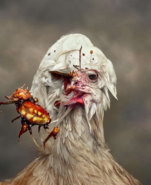 Death Chicken Portrait in Renaissance Style