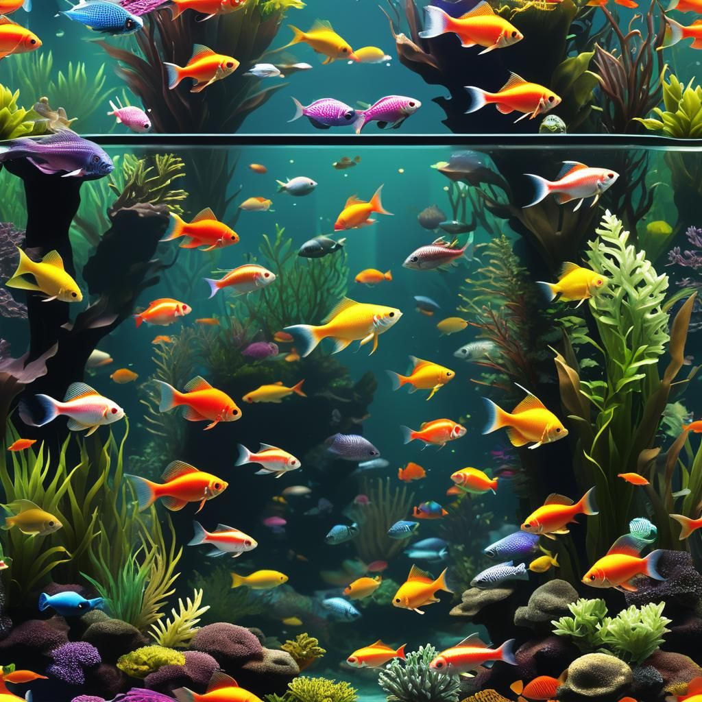 Art Deco Aquarium with Colorful Fish