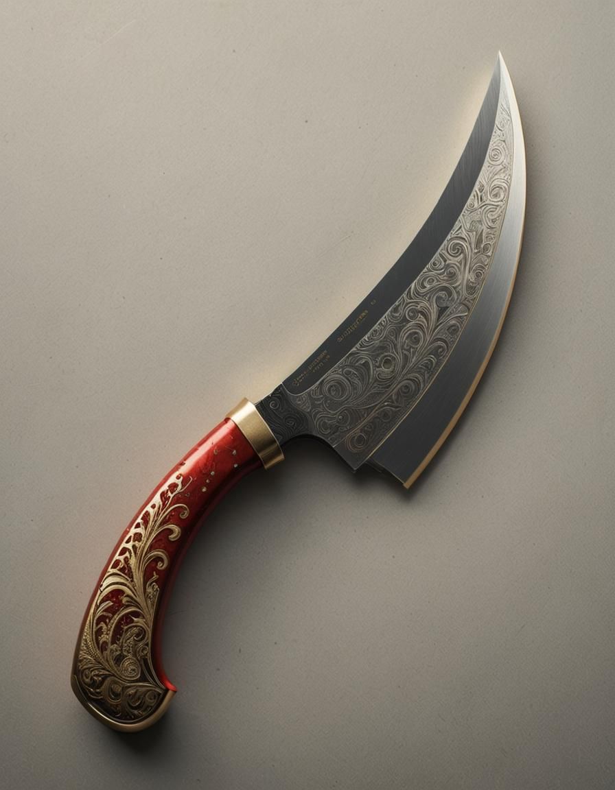 Curved knife with Broad Blade