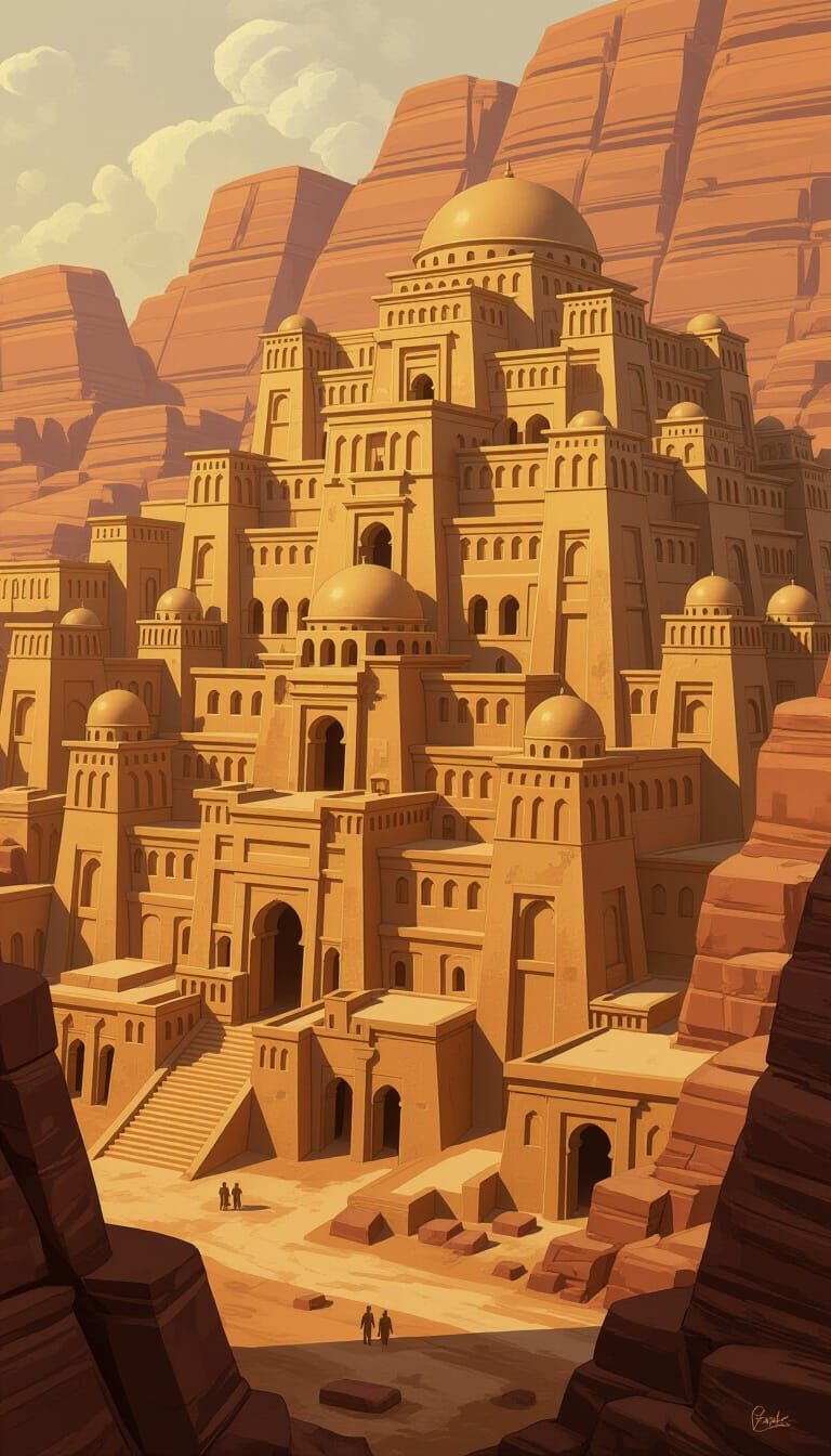 Ancient Desert Fortress Digital Painting