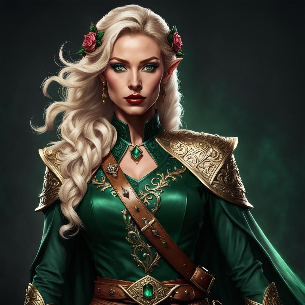 Beautiful Half-Elf Noblewoman in Dark Fantasy Style