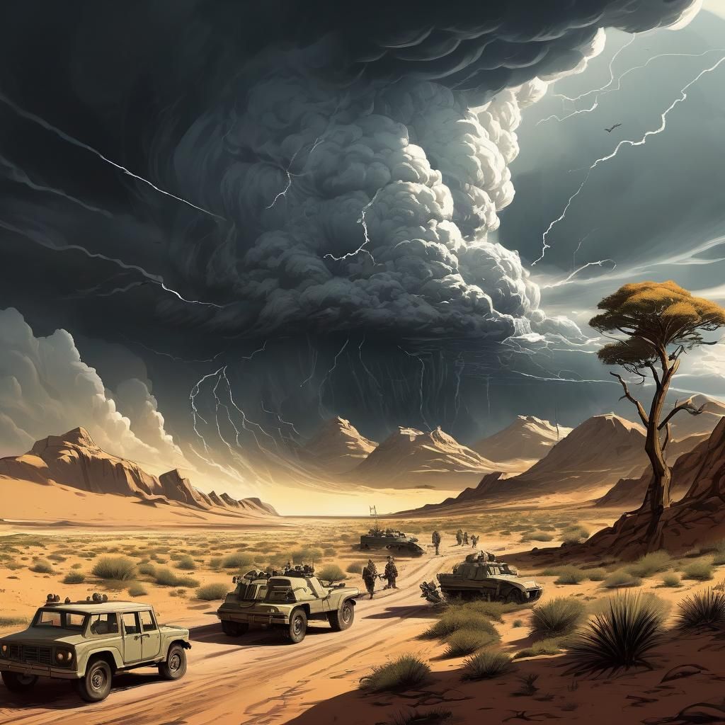 Hyperdetailed Desert Storm in Comic Book Style