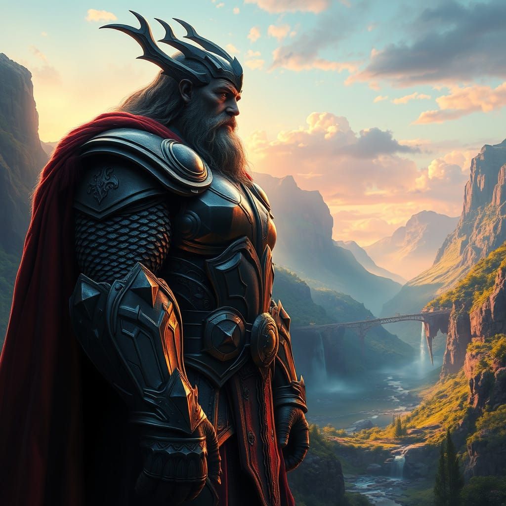 Epic Fantasy Landscape with Celestial Giant