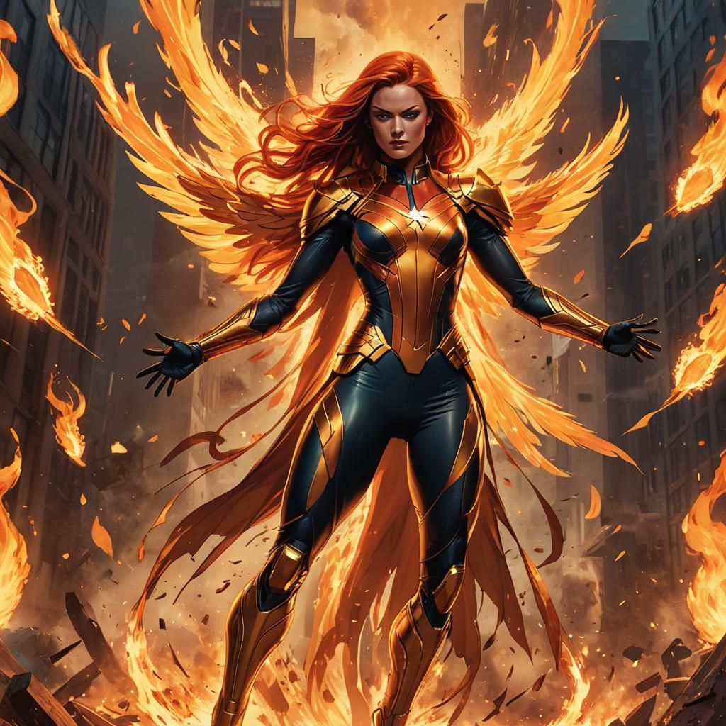 Phoenix Ignites: A Comic Book Style Marvel Superhero