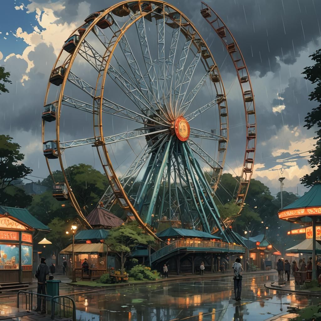 Rainforest Theme Park in Watercolor Style