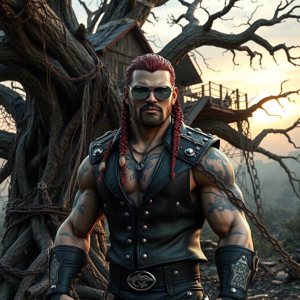 Tribal Warrior Action Figure in Post-Apocalyptic Wasteland