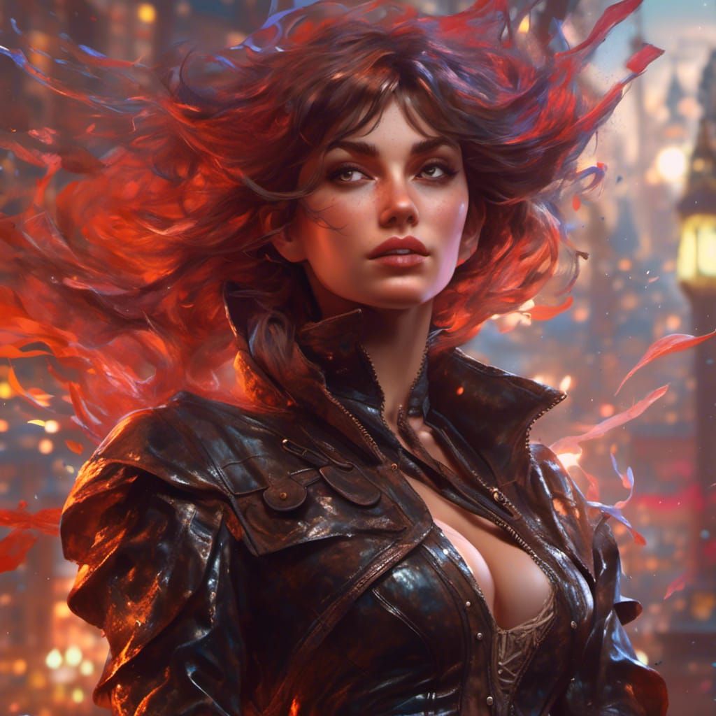 Hyperrealistic Portrait of a Baroness in Leather