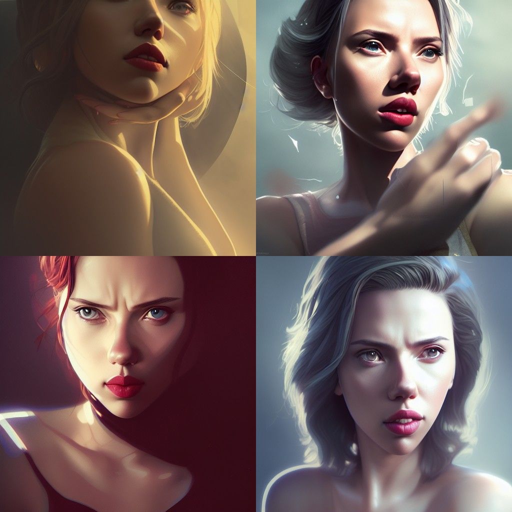 Scarlett Johansson Portrait in Mythical Pin-Up Style