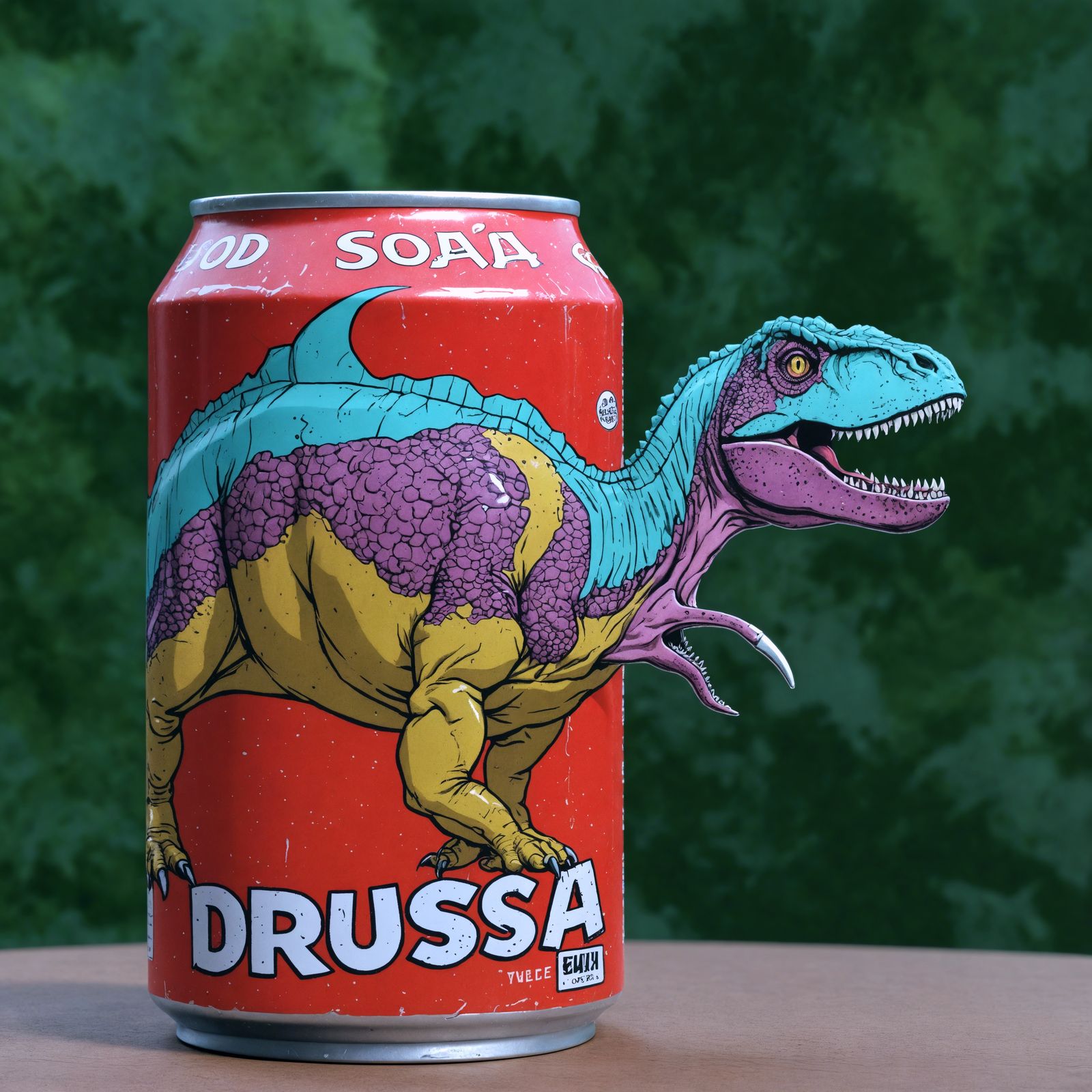 90s Comic Soda Dinosaur Illustration