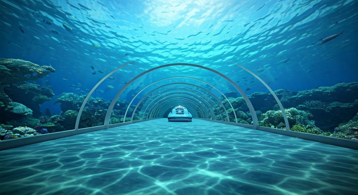 Futuristic Underwater City with Glass Domes