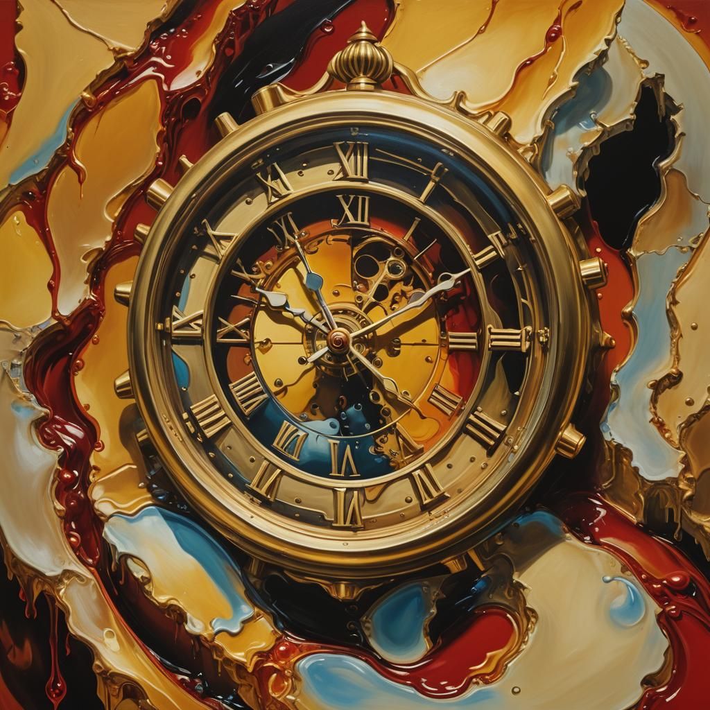 Surreal Melting Timepiece in Dreamlike World