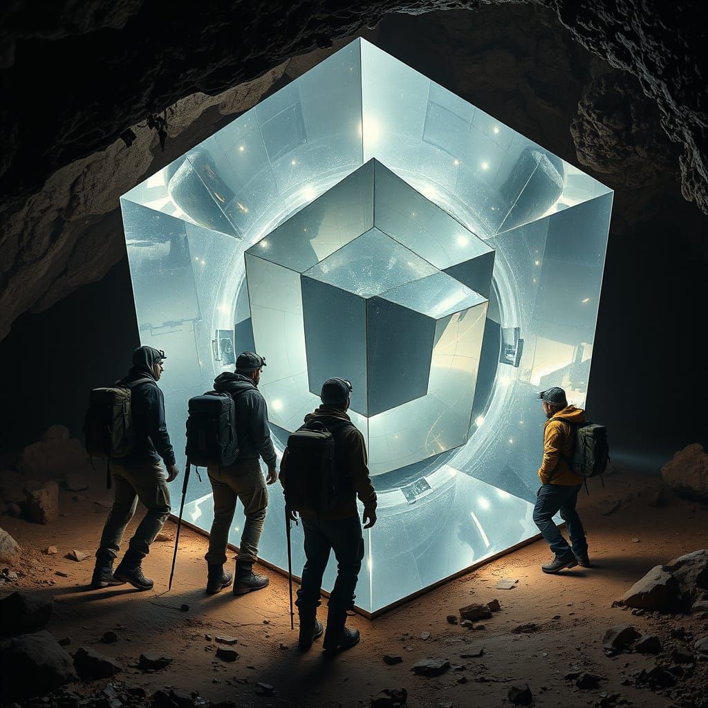 Speleologists Approach a Cosmic Monolith in Cinematic Style
