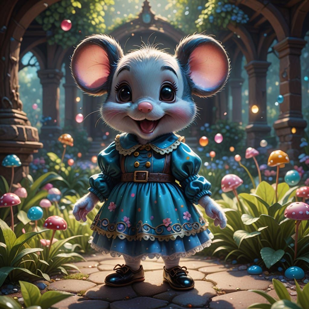 Surreal Mini Mouse in Whimsical Candyland Wonderland