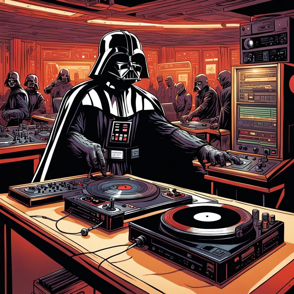 Darth Vader Spins Discs: Comic Book Club Scene