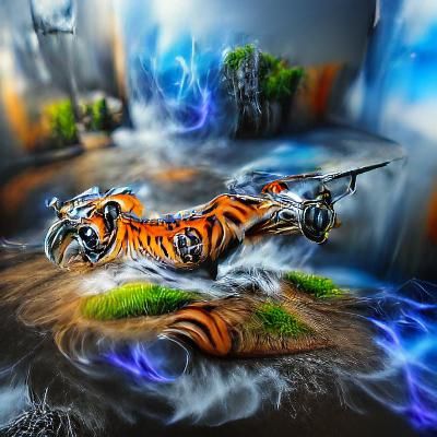 Fantasy Tiger in Airbrush Style, 3D Render