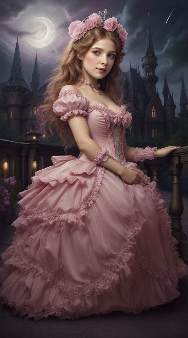 Glowing Princess Soars Through Night Sky