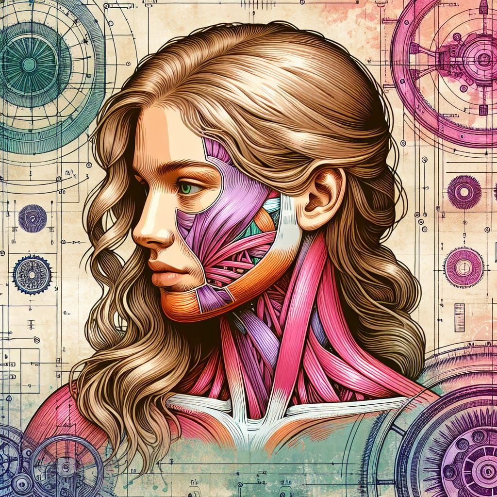 Nomadic Woman Anatomy Study in Pink and Purple