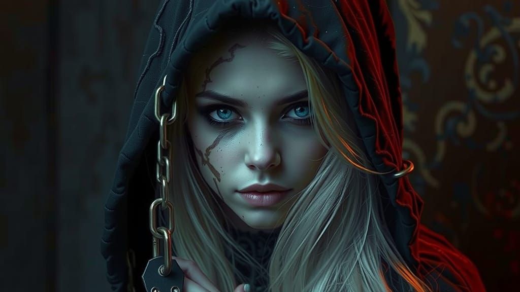 Mystical Woman with Scars in Gothic Style