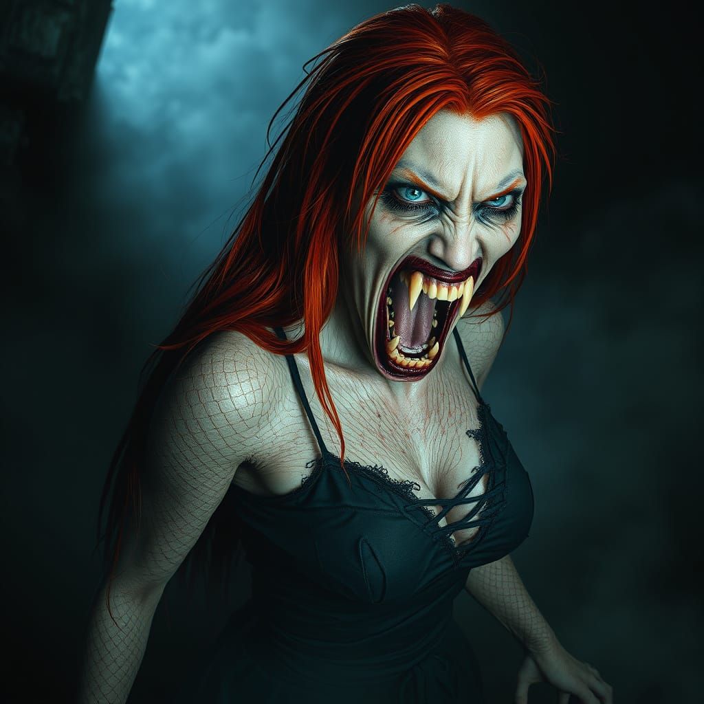 Surreal Dark Goddess in Tattered Black Dress