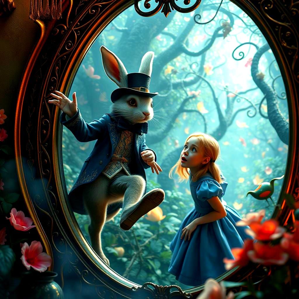Alice in Wonderland: The White Rabbit's Art Deco Mirror