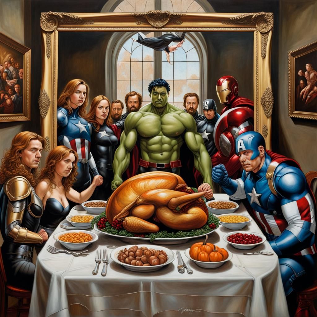 Avengers Thanksgiving Tablescape in Classical Style