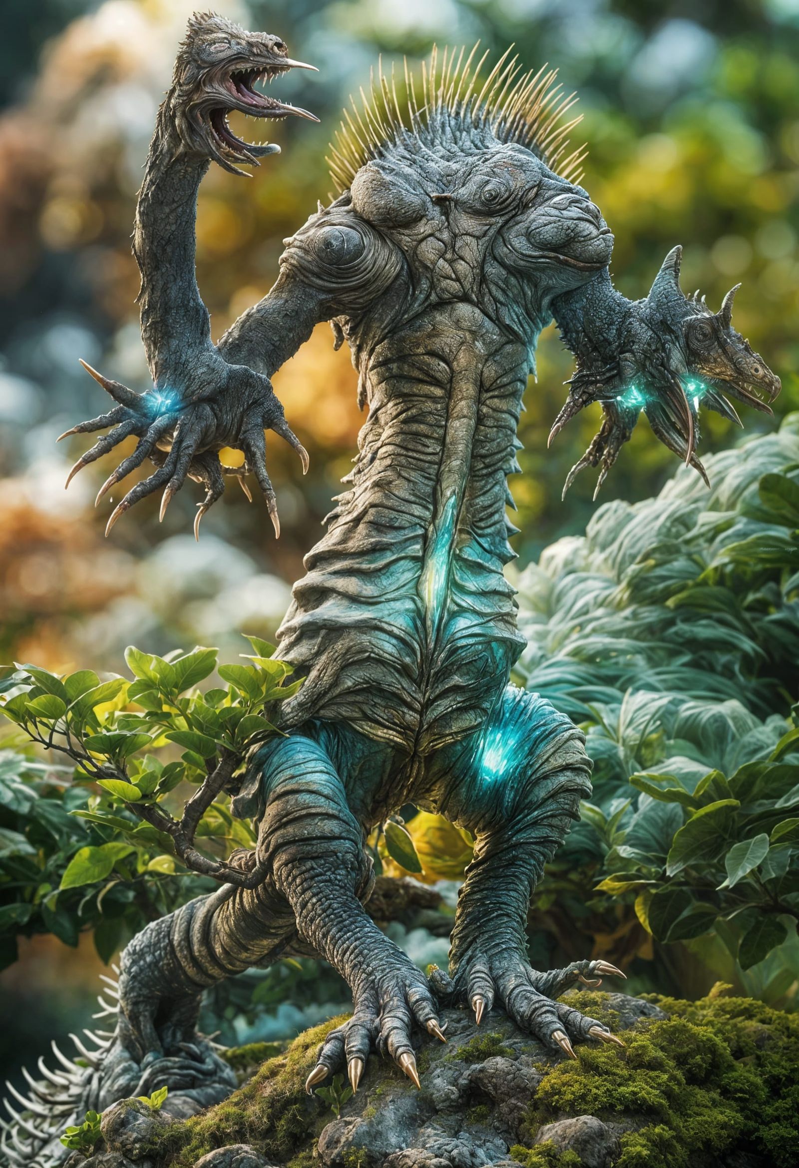 Exotic Iridescent Creatures in Bizarre Landscape, 8k Render