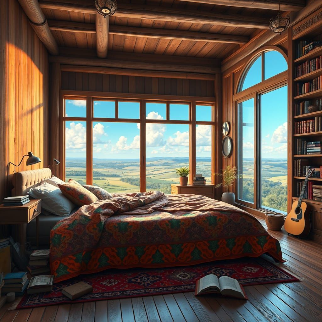 Cozy Rustic Retreat in Digital Painting Style