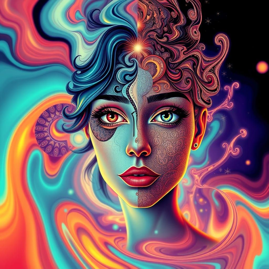 Bipolar Goddess in Fractal Vortex