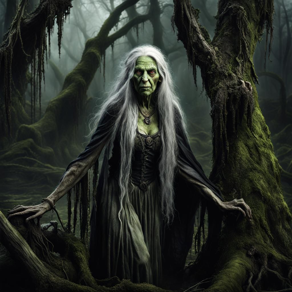 Terrifying Swamp Hag: Undead Druid Portrait