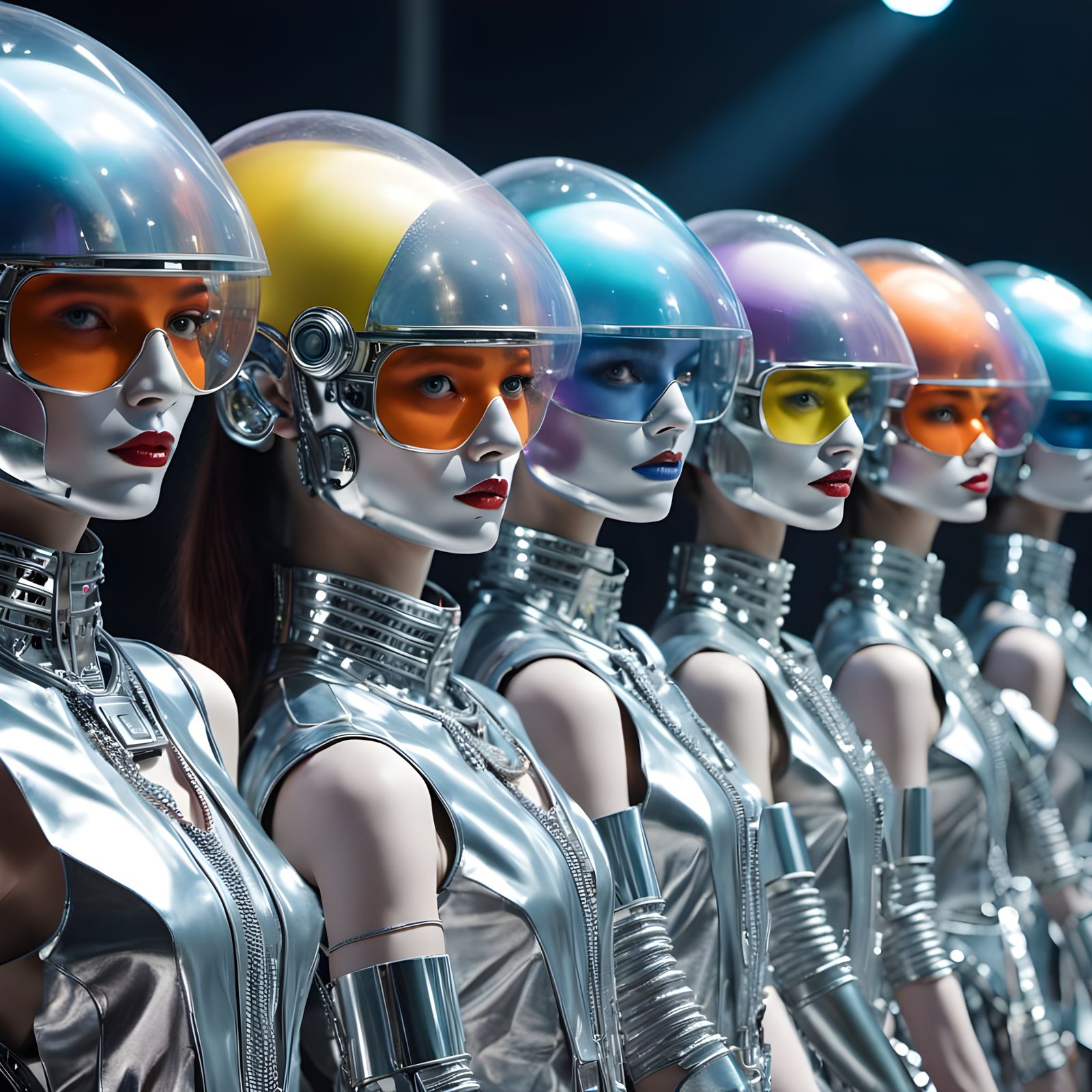 Cyberpunk Fashion Show on a Dystopian Runway