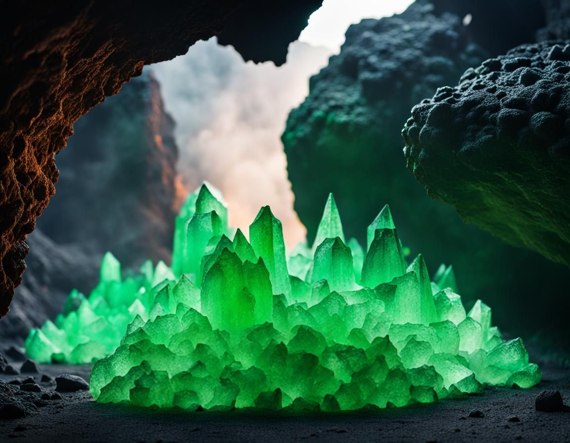 Toxic Green Crystals in Alien Desert Cave