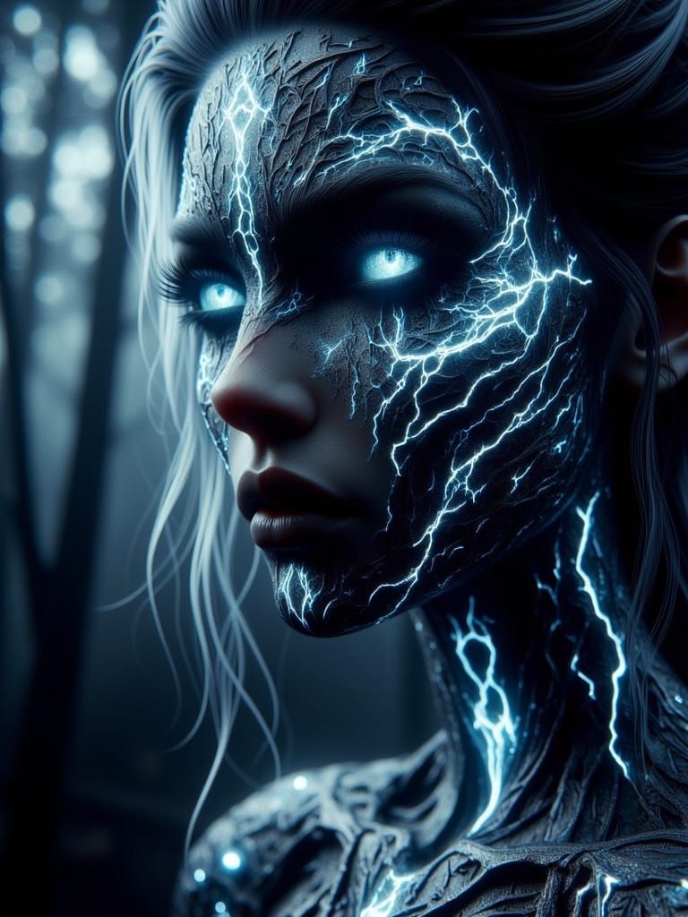 Enchanting Norse Goddess Portrait with Glowing Runes