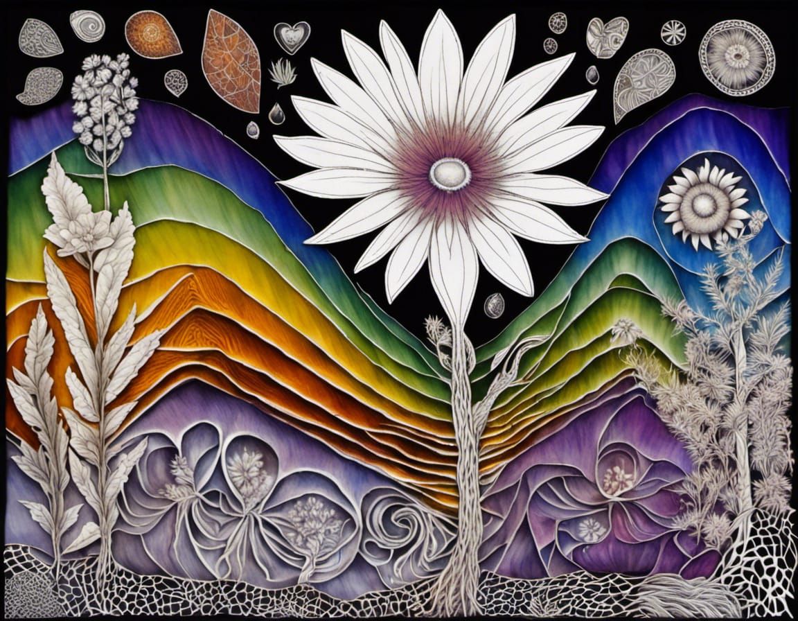 Gondwana Flora and Fauna in Quantum Zentangle Style